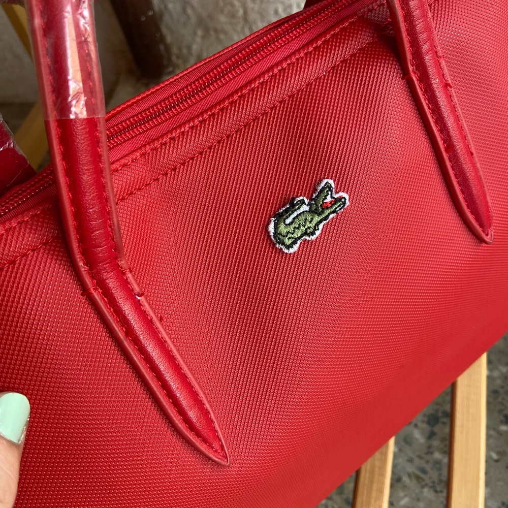 Lacoste Red Solid Tote Bag - Picture 8 of 16